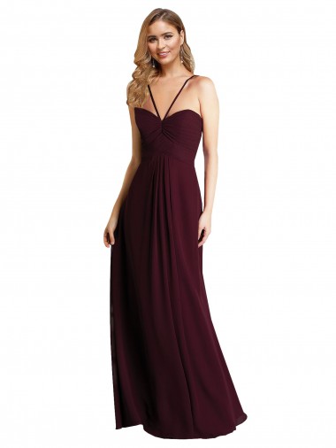 Long Chiffon Bridesmaid Dress with Sweetheart Neckline