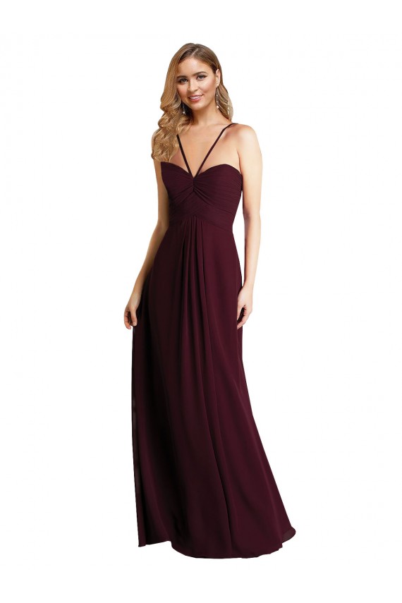 Long Chiffon Bridesmaid Dress with Sweetheart Neckline