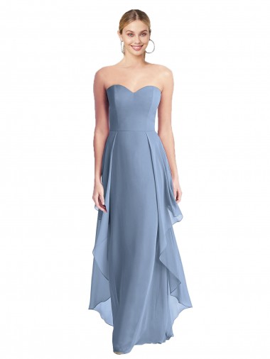 Strapless Chiffon Bridesmaid Dress with Skirt Overlay