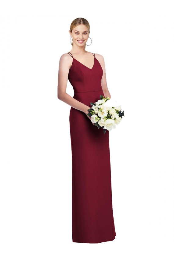 Full Length Draped Blouson Back Chiffon Maxi Bridesmaid Dress