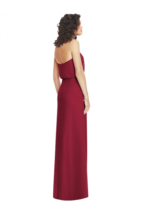 Full Length Lux Chiffon Blouson Bodice Bridesmaid Dress