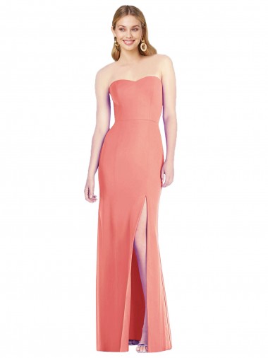 Strapless Chiffon Trumpet Bridesmaid Dress with Front Slit