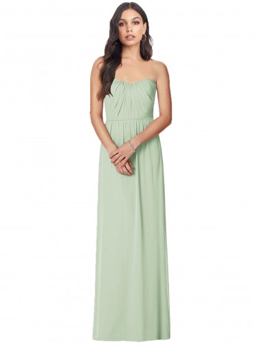 Strapless Sweetheart All-Over Shirring Chiffon Bridesmaid Dress