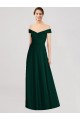 Full length Off the Shoulder Chiffon Bridesmaid Dress