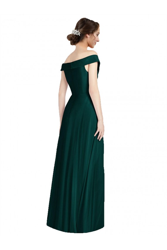 Full length Off the Shoulder Chiffon Bridesmaid Dress