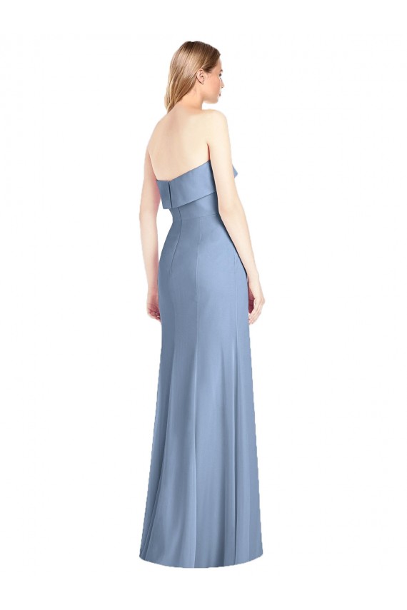 Trumpet Full Length Strapless Chiffon Bridesmaid Dress with Slit