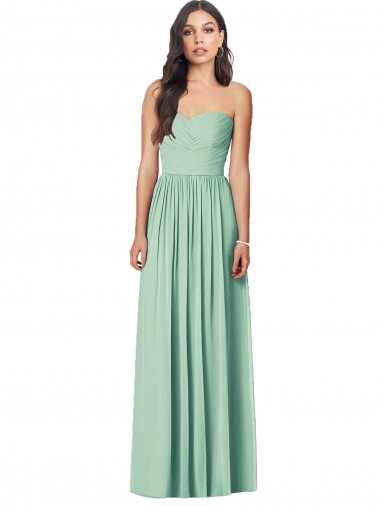 Draped Sweetheart Strapless Long Chiffon Bridesmaid Dress