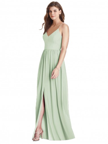 Criss Cross Strap Backless Maxi Long Chiffon Bridesmaid Dress