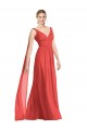 Full-Length V-Neck Chiffon Bridesmaid Dress Streamers Back