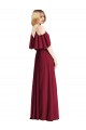 Spaghetti Straps V-Neck Chiffon Bridesmaid Dress with Sash Tie