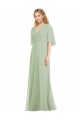 Full Length Lux Chiffon Flutter Sleeves Bridesmaid Dress