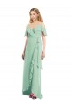 High Low Off the Shoulder Wrap Chiffon Bridesmaid Dress 