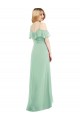 High Low Off the Shoulder Wrap Chiffon Bridesmaid Dress 