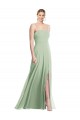 Sleek Spaghetti Straps Low Back Square Neck Maxi Formal Chiffon Bridesmaid Dress