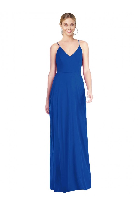 Criss Cross Back A-Line Chiffon Maxi Bridesmaid Dress