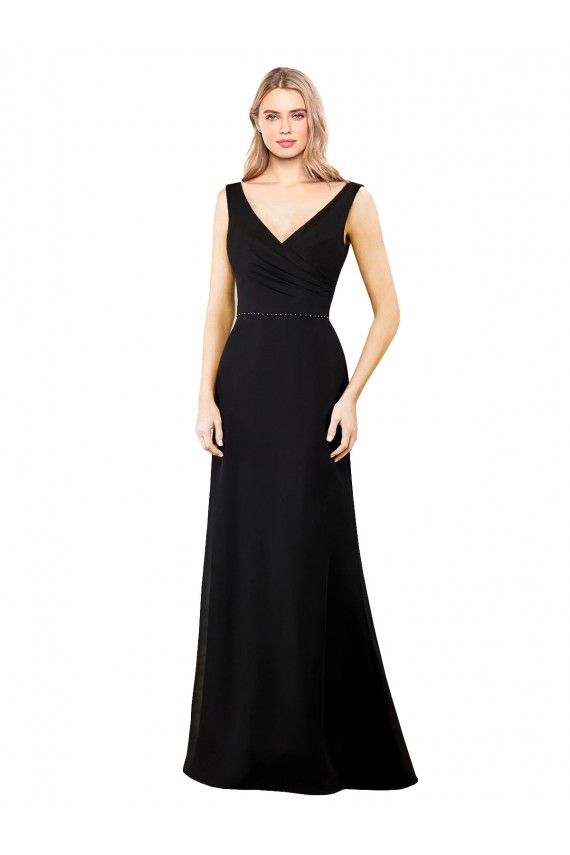 V-Neckline Chiffon Bridesmaid Dress / Prom Dress with Draped Bodice