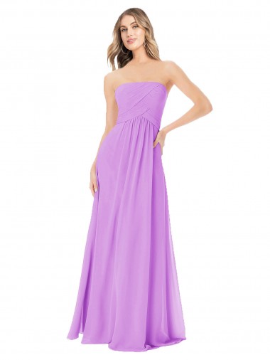 Draped Strapless Floor Length Chiffon Bridesmaid Dress