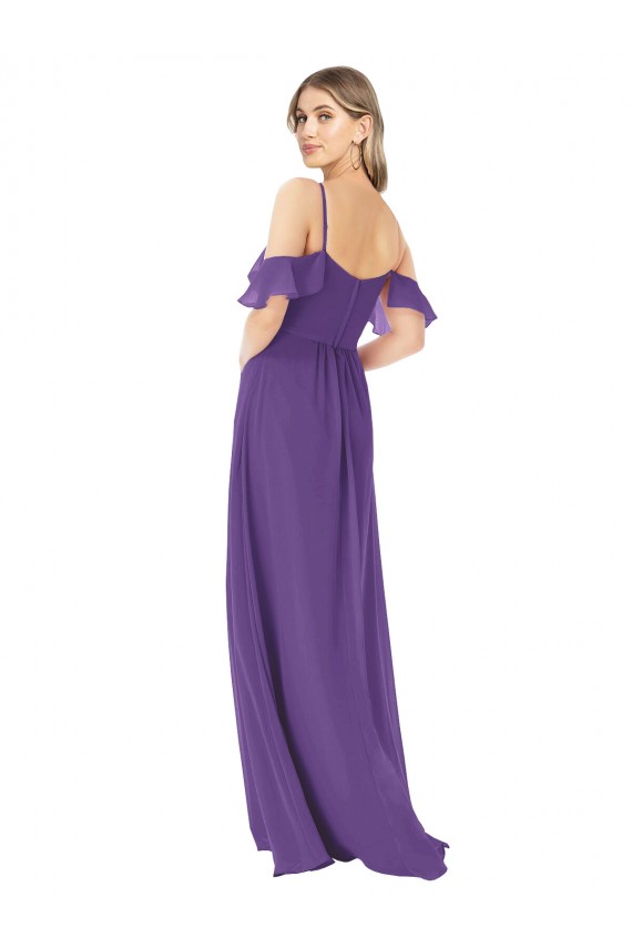 Cold Shoulder Flutter Sleeves Chiffon Bridesmaid Dress