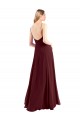 Spaghetti Straps V-Neck Long Chiffon Bridesmaid Dress with Side Slit