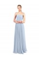 Luxe Chiffon Straight Neckline Long Chiffon Bridesmaid Dress with Skinny Straps