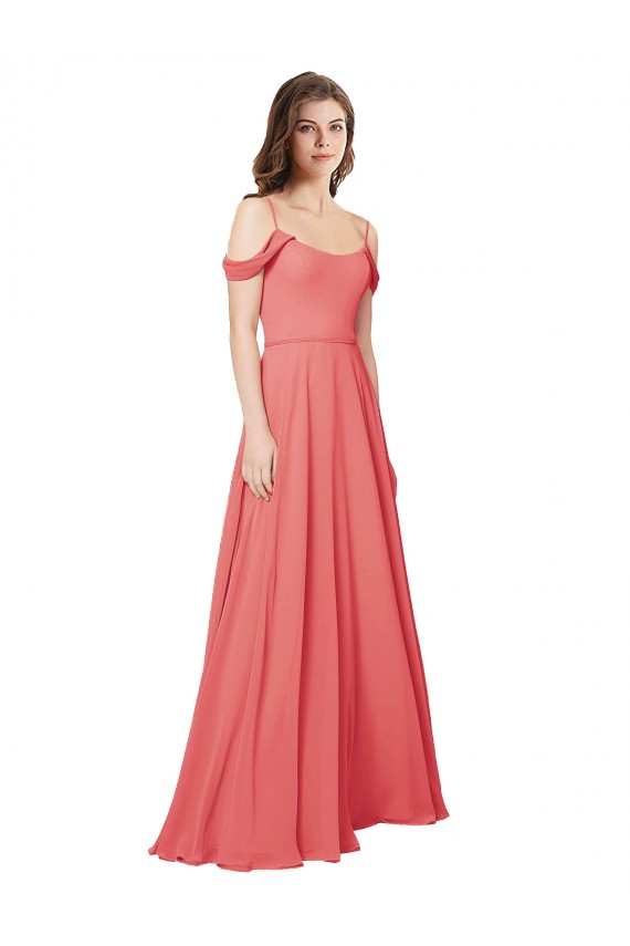 Draped Off the Shoulder Straps Chiffon Bridesmaid Dress