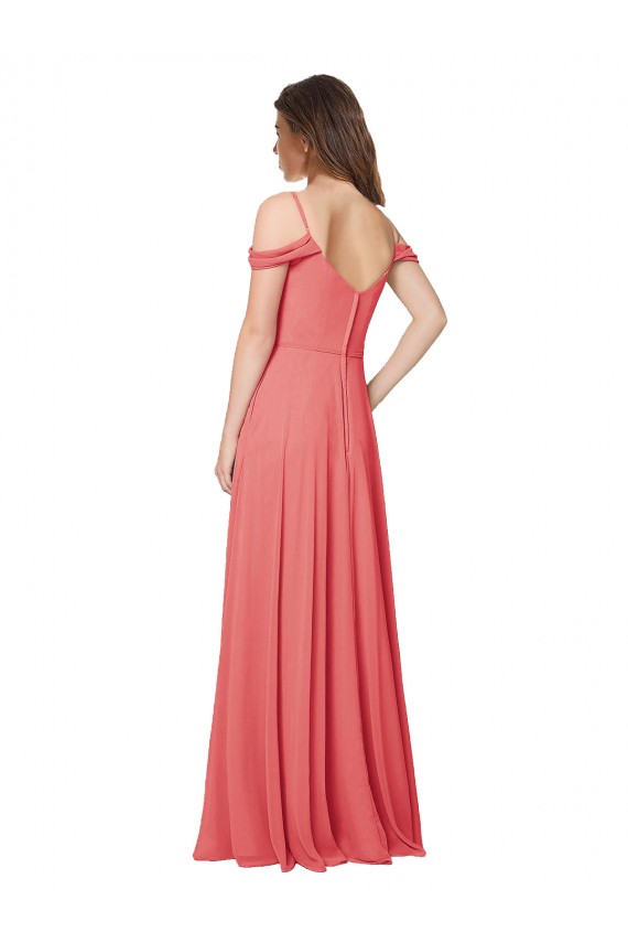 Draped Off the Shoulder Straps Chiffon Bridesmaid Dress