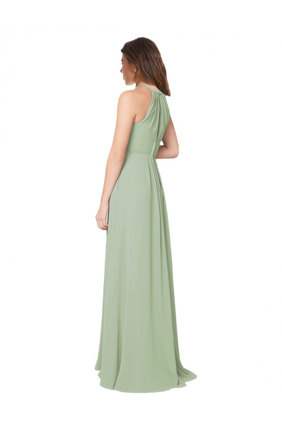 High Halter Neck Keyhole Chiffon Bridesmaid Dress