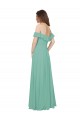 Flounce Sleeves Off the Shoulder Long Chiffon Bridesmaid Dress