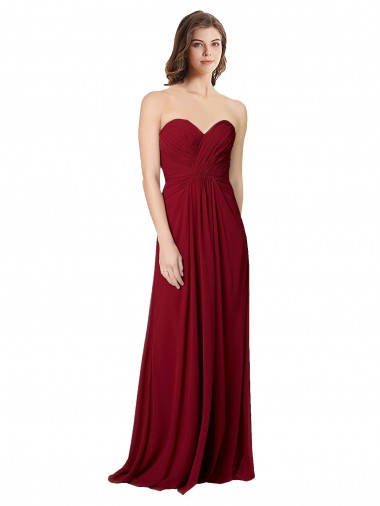 Draped Sweetheart Long Grecian Inspired Chiffon Bridesmaid Dress