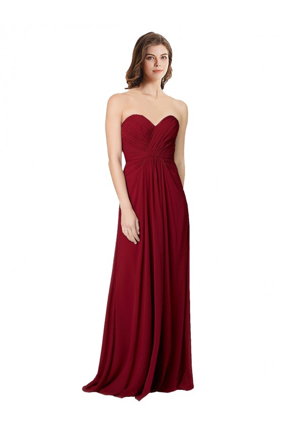 Draped Sweetheart Long Grecian Inspired Chiffon Bridesmaid Dress