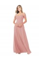 Draped Shoulder Sash Back Chiffon Bridesmaid Dress