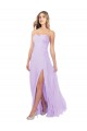 Draped Sweetheart Chiffon Bridesmaid Dress with High Slit