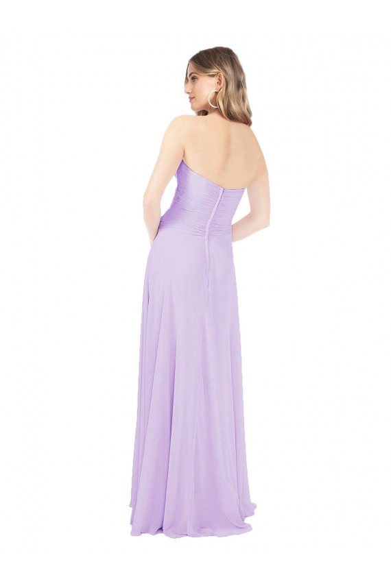 Draped Sweetheart Chiffon Bridesmaid Dress with High Slit