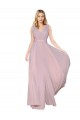 Draped V-Neck Long Chiffon Bridesmaid Dress / Formal Prom Dress with Shirred Bodice