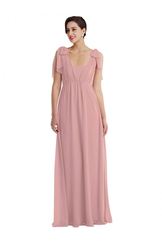 Empire Waist Long Halter Maxi Bridesmaid Dress