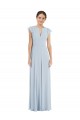 Flutter Sleeve V Keyhole Chiffon Maxi Formal Bridesmaid Dress