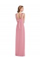 Draped Chiffon Grecian Column Bridesmaid Dress with Front Slit