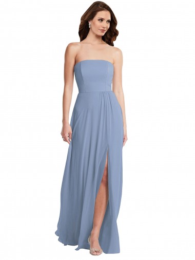 Strapless A-Line Maxi Bridesmaid Dress with Front Slit