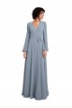 Wrap Style Long Sleeves Chiffon Bridesmaid Dress with Pleated Bodice