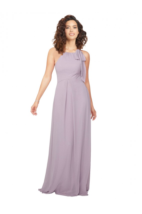 Halter Neck Bridesmaid Dress with Bow