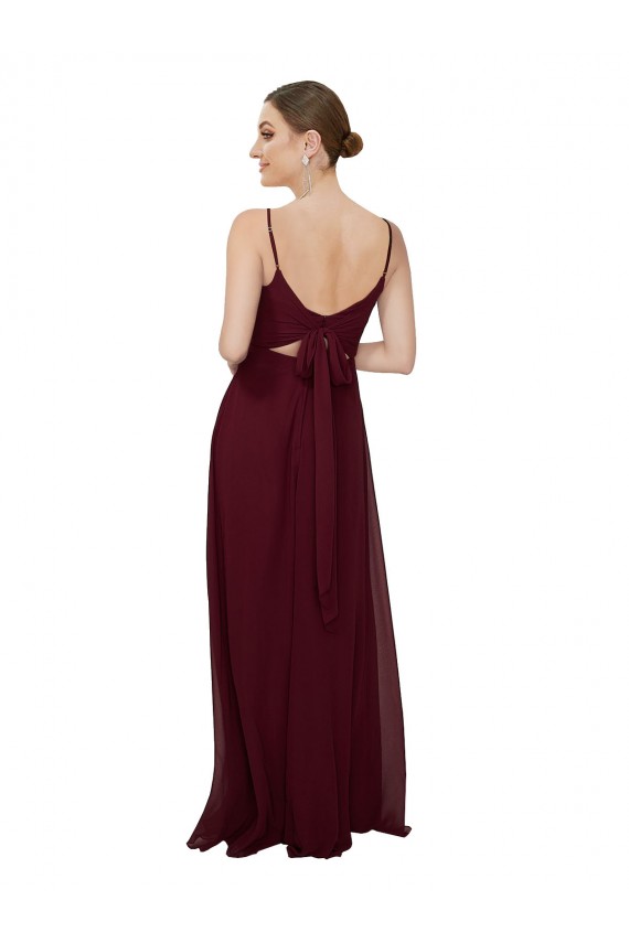 Scoop Neck Tied Keyhole Back Chiffon Bridesmaid Dress