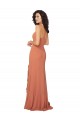 Chiffon Square Neck Bridesmaid Dress with Ruffled Skirt Slit