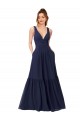 Floor Length Deep V-Neck Ruched Chiffon Long Bridesmaid Dress