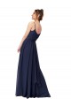 Long Chantilly Lace and Ruched Chiffon Bridesmaid Dress with Pockets