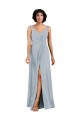 V-Neckline Wrapped Chiffon Bridesmaid Dress with Skirt Slit