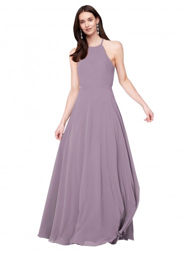 Floor Length Long Chiffon Bridesmaid Dress with Double Bow Feature