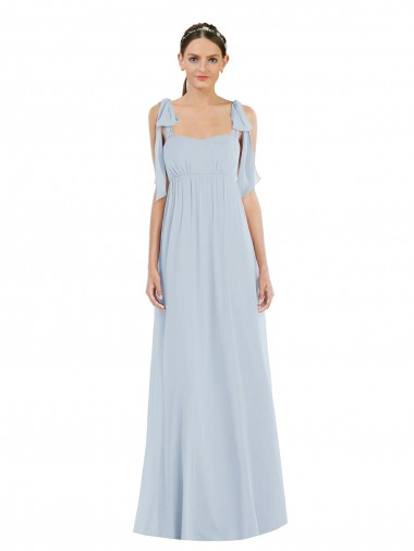 Tie Shoulder Empire Waist Maxi Bridesmaid Dress