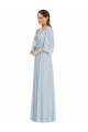 Off the Shoulder Puff Sleeve Maxi Formal Bridesmaid Dress with Front Slit