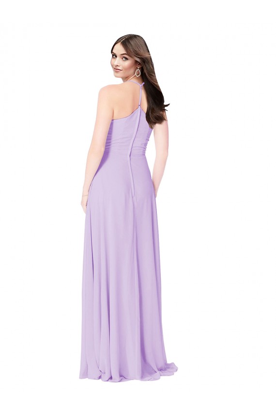 Chiffon A-Line Bridesmaid Dress with Halter Back