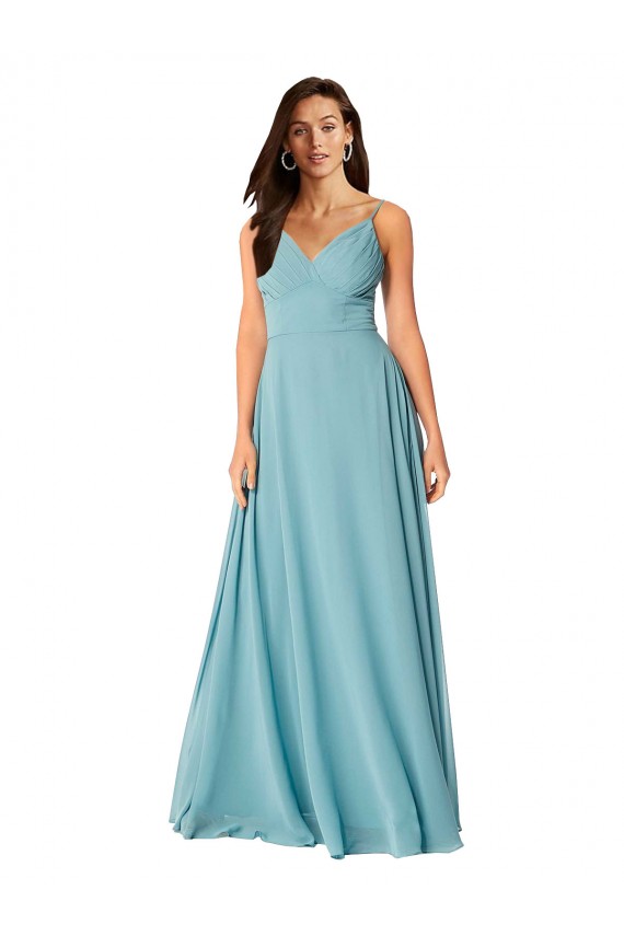 Draped Empire V-Neck Chiffon Bridesmaid Dress